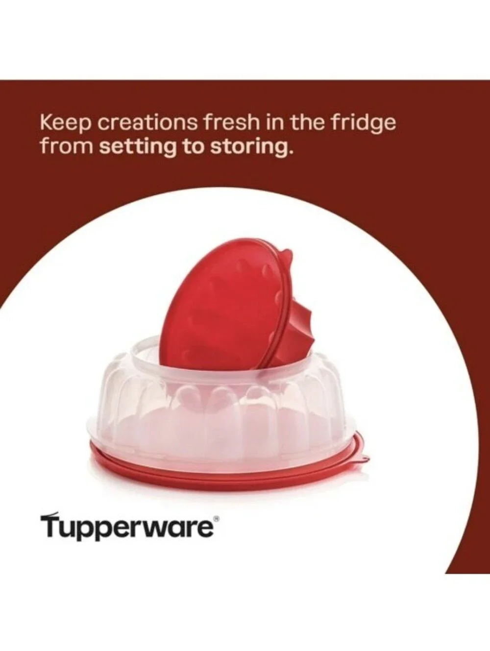 Tupperware Jell-N-Serve Jello Mold Gelatin Dessert 6 Cup Red & White Jel-Ring